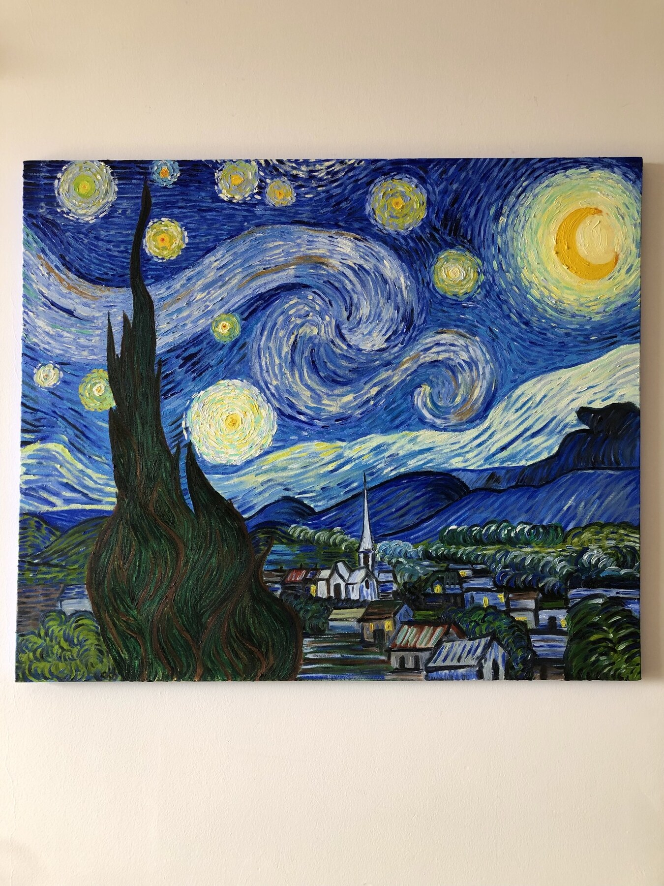 Oil study after Vincent van Gogh's The Starry Night