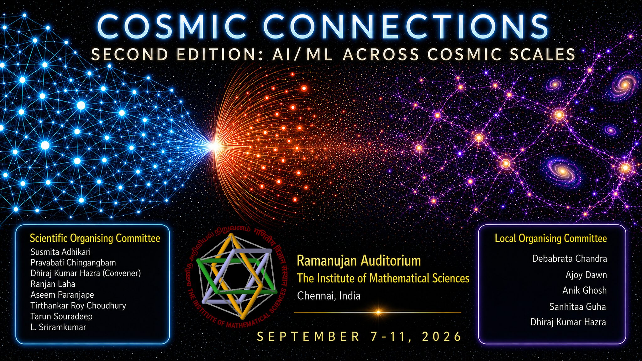 Poster for Cosmic Connections 2026: AI/ML Across Cosmic Scales